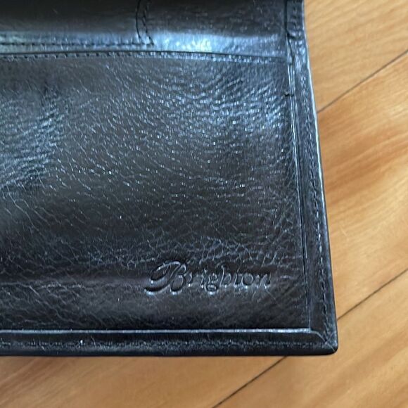 Brighton black leather croc embossed flap multi compartment wallet/clutch. - Picture 7 of 8